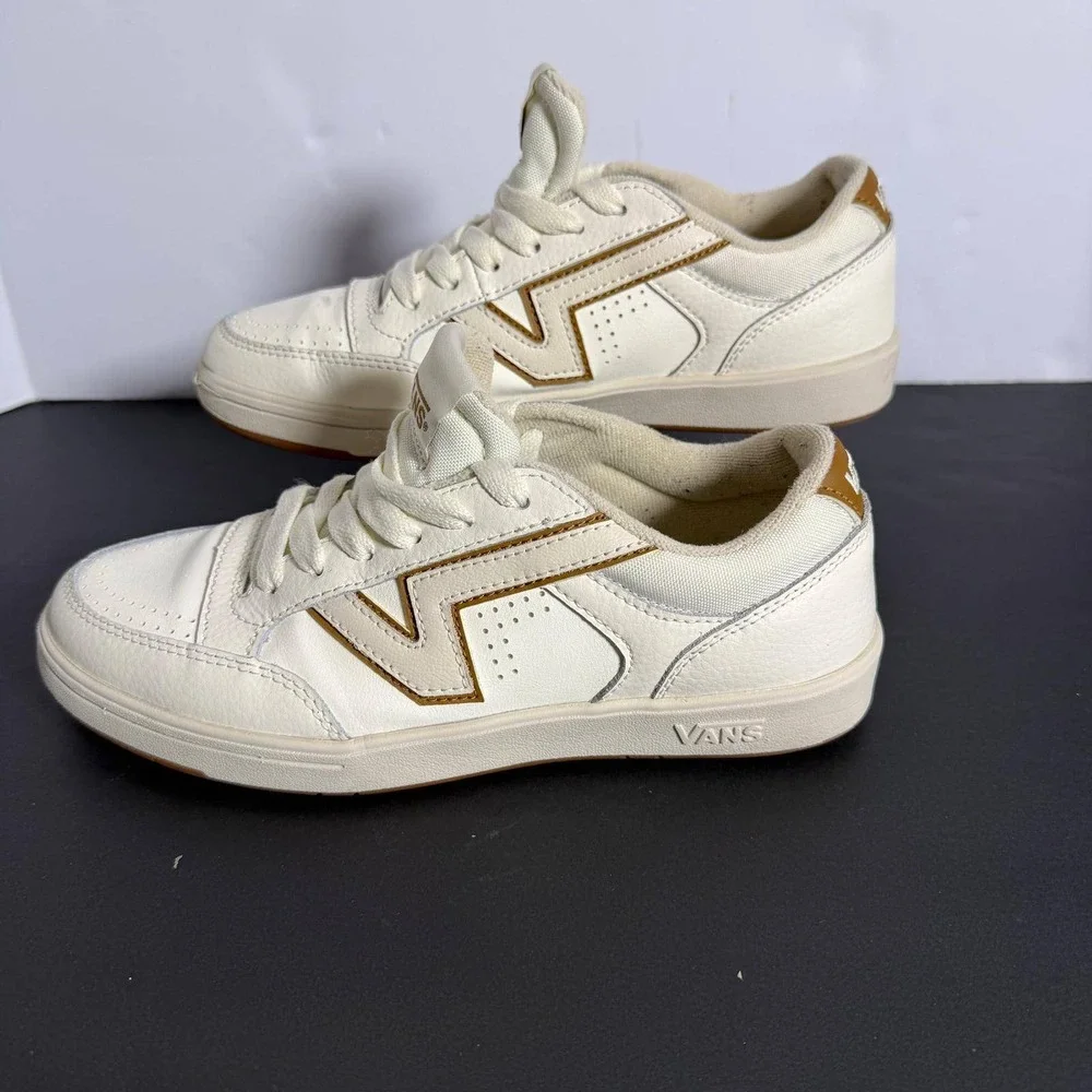 Vans Lowland CC ComfyCush‎ Marshmallow Tan Leather Skate Shoes Mens 7 Women 8.5